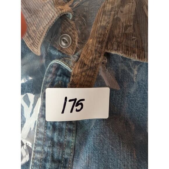 VTG Lands End Womens Blue Denim Chore Barn Shirt Corduroy Collar XXL Tall - Picture 11 of 11